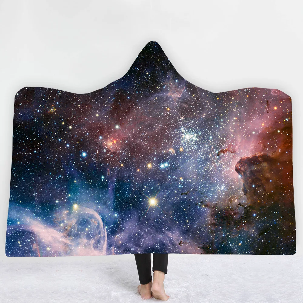 Постельное белье великолепное небо плюшевое одеяло с капюшоном для взрослых