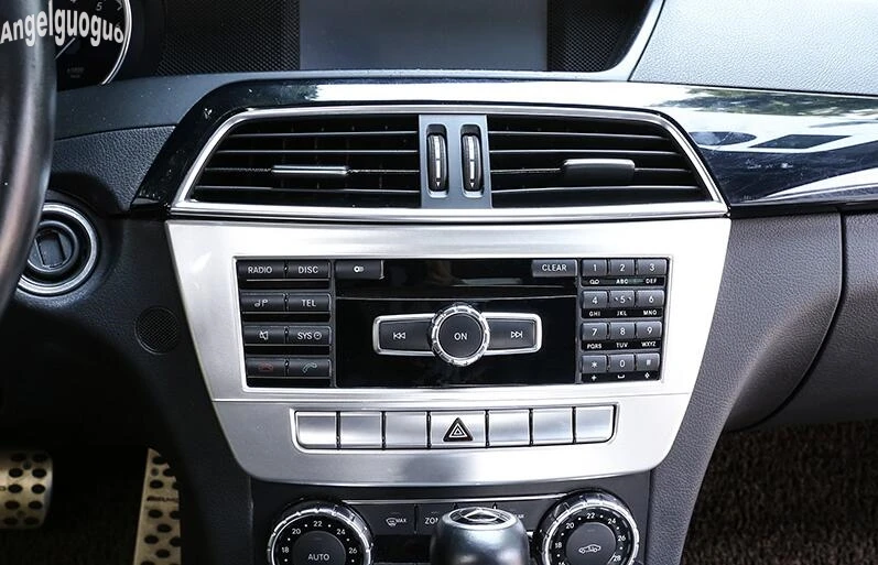 ABS углеродное волокно/хром для Mercedes Benz C class W204 2010-14 Автомобильная центральная консоль CD панель кнопки рамка отделка стикер