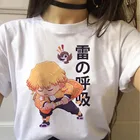 Женская футболка с рисунком Demon Killer, Футболка Harajuku, футболка Kimetsu No Yaiba, футболка в стиле японского аниме, Женская в стиле панк