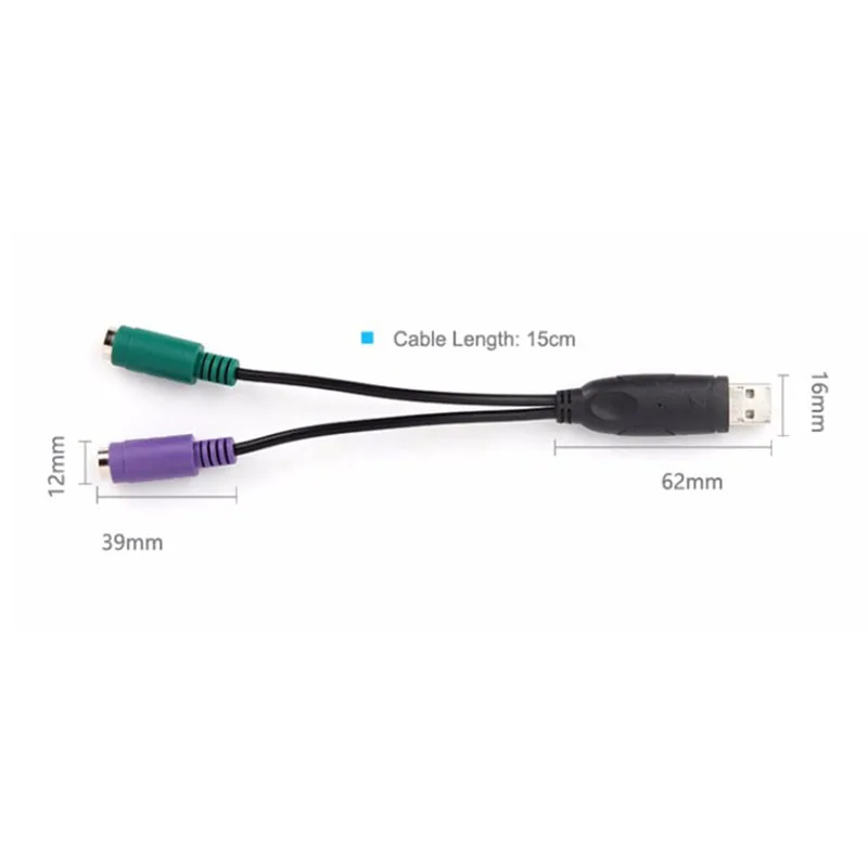 Кабель-переходник PS/2 мама-USB 2 0 папа для мыши клавиатуры сканера штрих-кода |