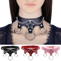 new goth punk rock width pu leather choker necklace for women collar emo metal star circles hip hop jewelry birthday party gift