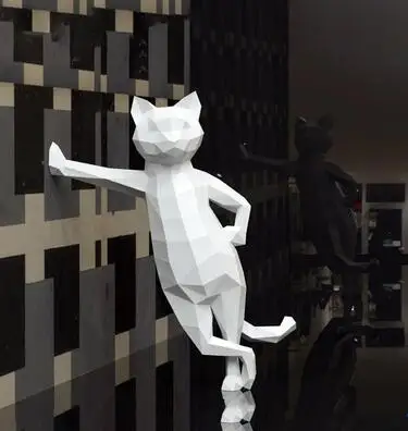Белый Прекрасный кот 50 см бумага 3D DIY материал ручной творческий домашний декор реквизит#2090 ручная работа милые геометрические бумажные фигурки - Цвет: Белый