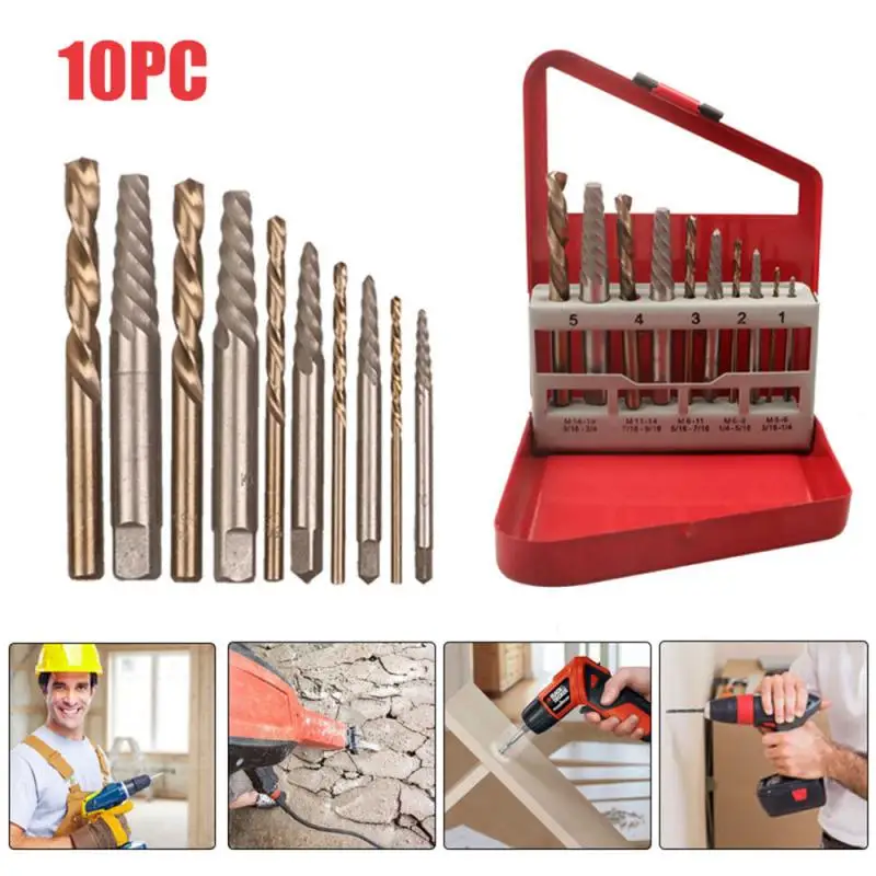 Набор кобальтовых сверл для левой руки 10 шт. + сломанный болт экстрактор