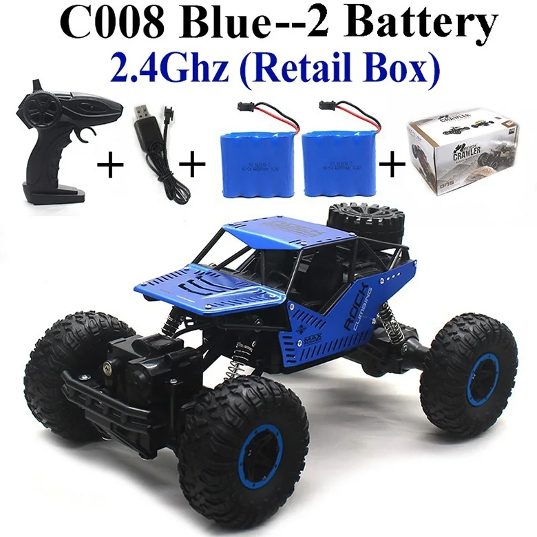 C008-Blue-Set-4 1:16 машинка на радиоуправлении 4WD 2,4 Ghz Рок Гусеничный пульт дистанционного управления игрушки машины на радиоуправлении игрушки для детей 8888 - Цвет: C008-Blue-Set-4