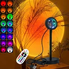 RGB закат проекционная лампа с дистанционным управлением 16 цветов Изменение радуги Aura Рождественский свет для детей атмосфера подарок