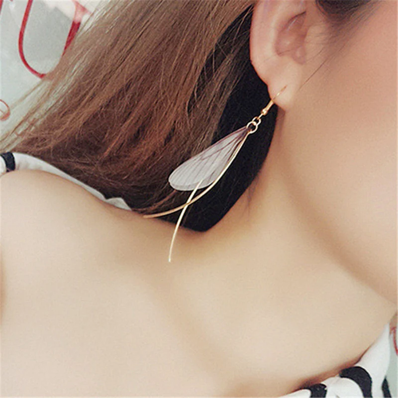 Серьги бижутерия модные богемные золотые стильные длинные серьги в виде розовых