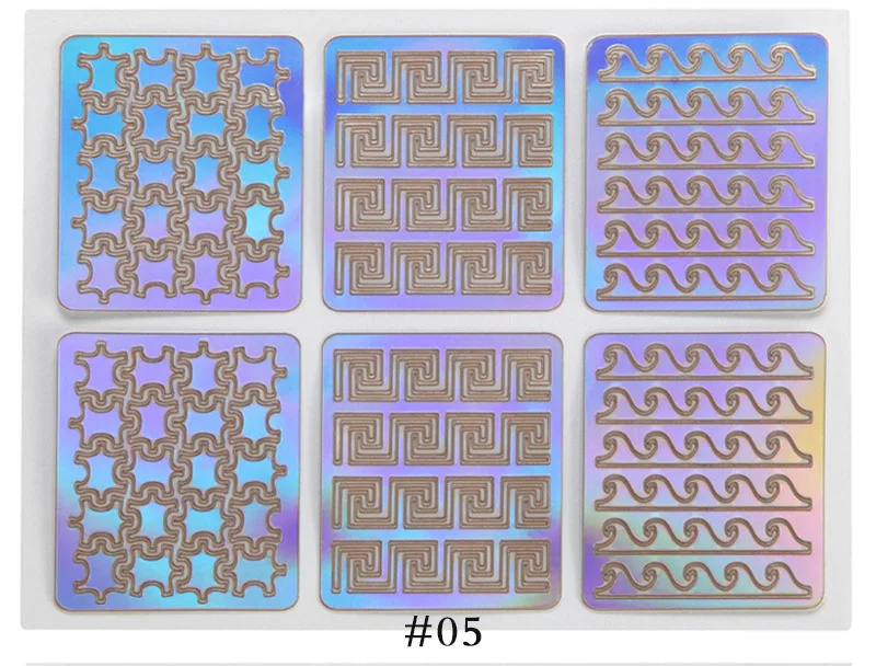 6/12/24 Sheets/lot DIY 3D Hollow Laser Sticker ForNail Art Stencil Gel Polish Nail Vinyl Tip Transfer Guide Template Nail Decals