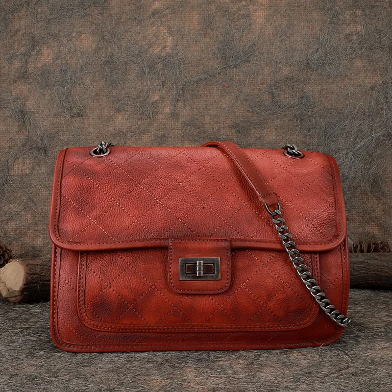 Осенне зимняя новая нишевая кожаная сумка через плечо в стиле ретро женская