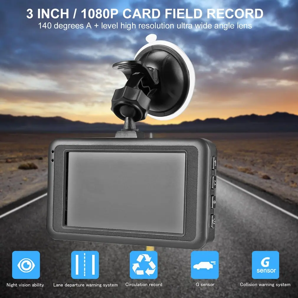 

SK-Q 3.0 inch 12MP 1080P Car DVR Driving Recorder Camcorder LED Night 140 degrees Wide-angle Video Looping