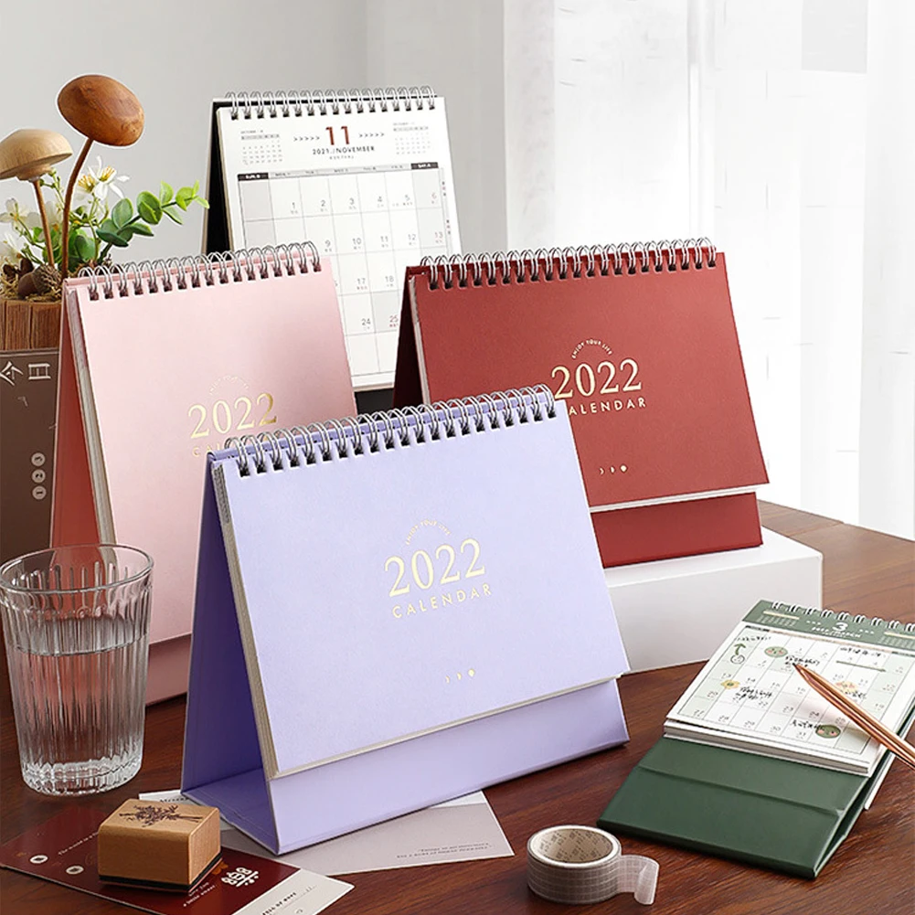 

Luxury 2022 Desktop Calendar Diary Book Weekly Monthly Schedule Table Planner Yearly Agenda Organizer for School Office Supplies