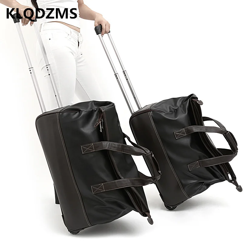KLQDZMS 20’’24 Inch PU Portable Detachable Trolley Suitcase Women Spinner Rolling Luggage Men's Casual Handbag Wheeled Suitcase