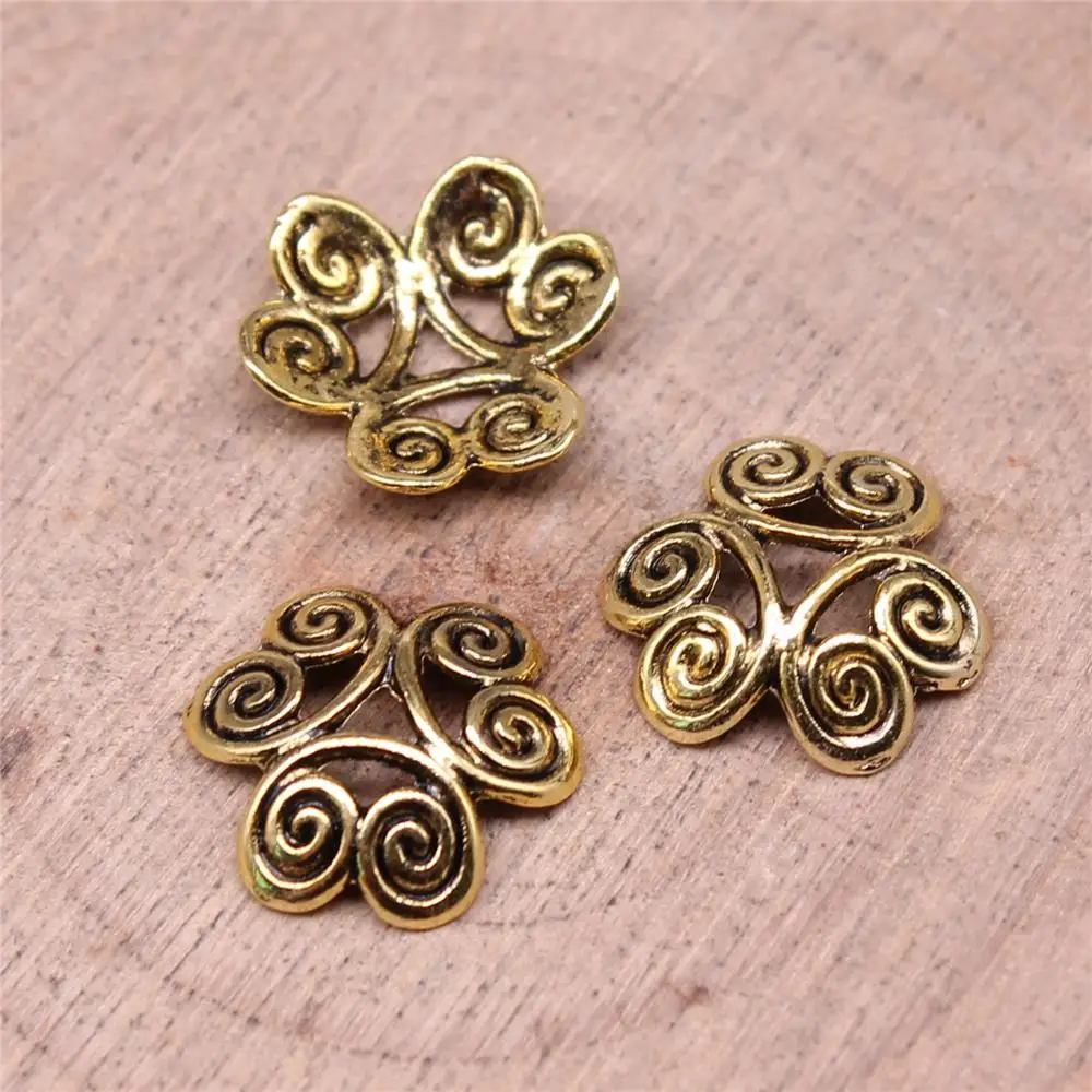 

Bead Caps For Jewelry Making Findings Handmade DIY Craft 50pcs Antique Gold Color 11x11x3mm