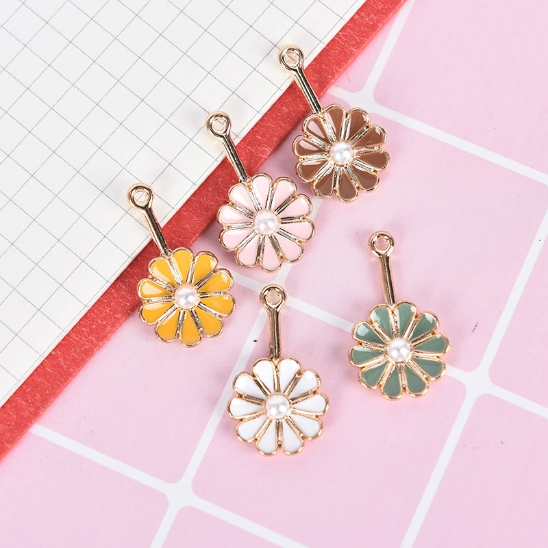 10 шт./компл. эмаль многоцветный жемчуг цветок амулеты подвески сплав подвеска