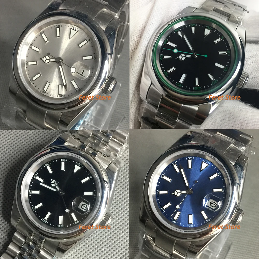BLIGER 39mm Black White Blue Sterile Luminous dial Automatic Men Watch polishing case 2813 Movement Sapphire Crystal Steel Band