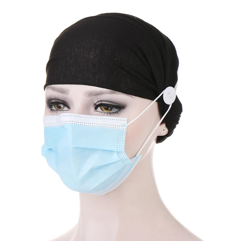 Хлопковая повязка на голову с защитой ушей пуговица для ношения маски аксессуары