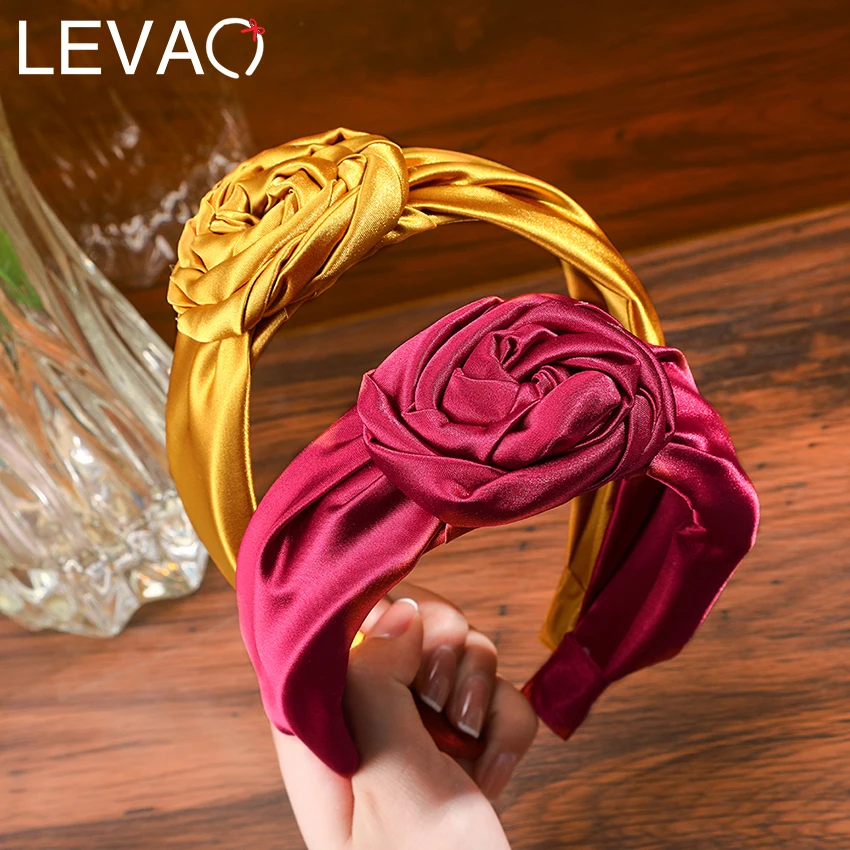 

Levao однотонная повязка на голову с розовым узлом для женщин 2022 Новое поступление широкие волосы полосы обруча ободок аксессуары для волос г...
