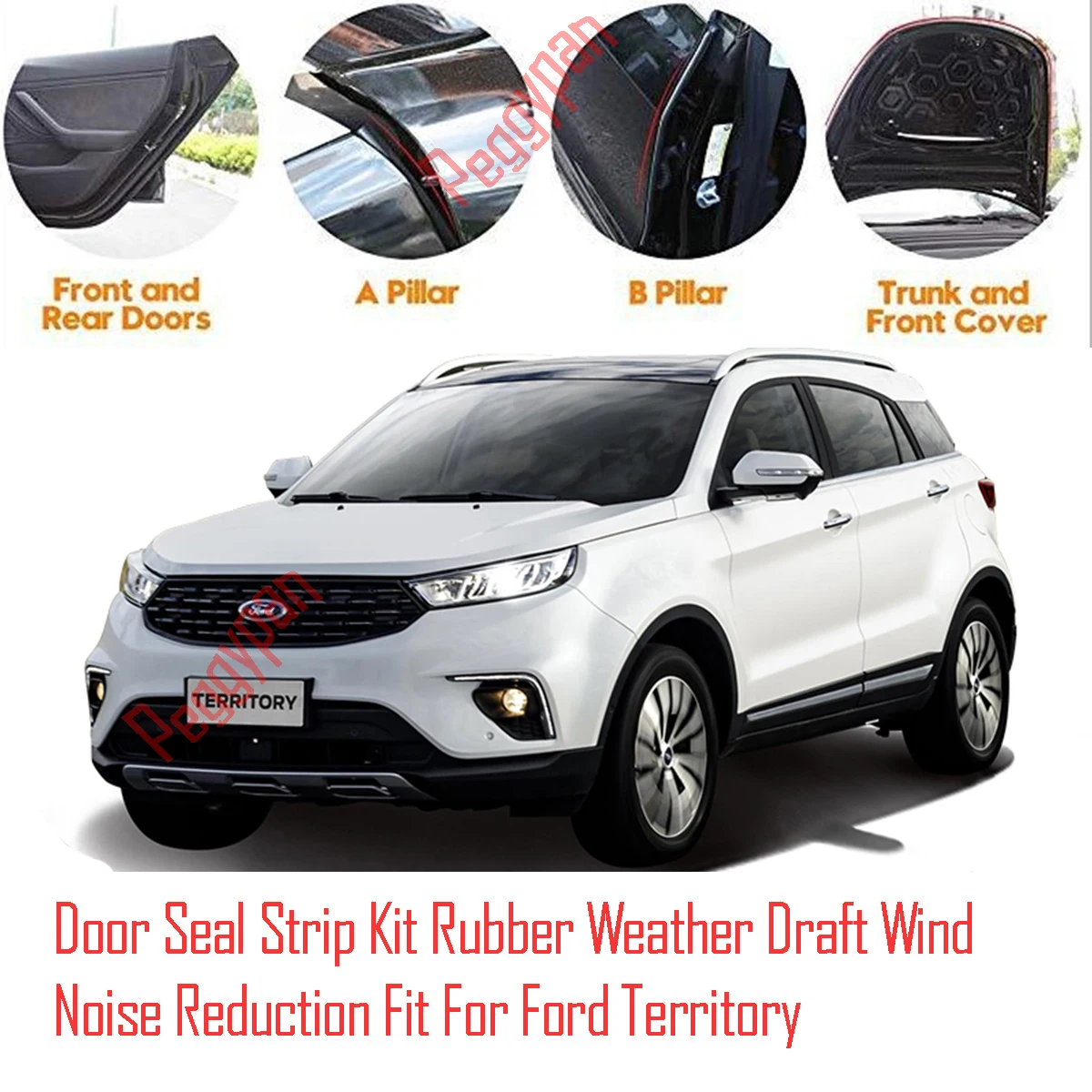 Door Seal Strip Kit Self Adhesive Window Engine Cover Soundproof Rubber Weather Draft Wind Noise Reduction For Ford Territory
