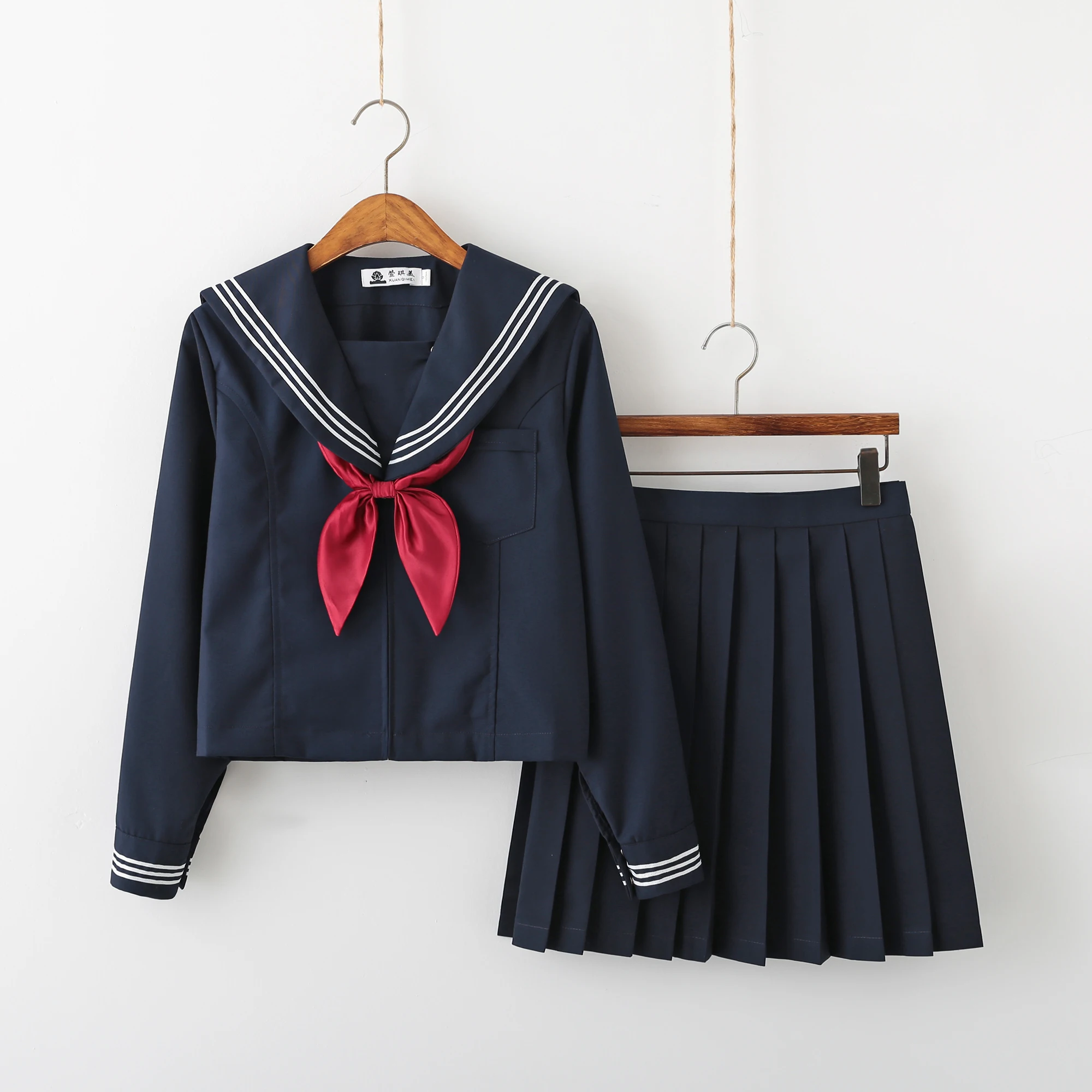 Navy blue JK uniform Autumn Summer Short/long Sleeve Japanese School Uniforms For Girls Sailor Pleated Skirt JK Sets Uniform