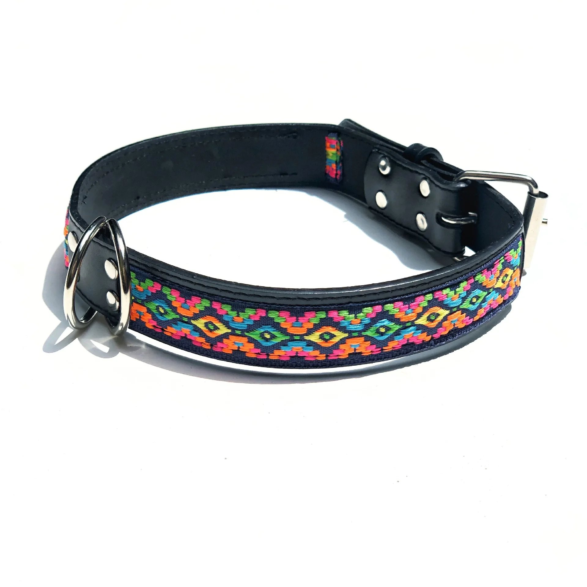 

Splicing webbing ethnic style PU leather cat and dog collar supply pet collar dog supplies puppy accessories