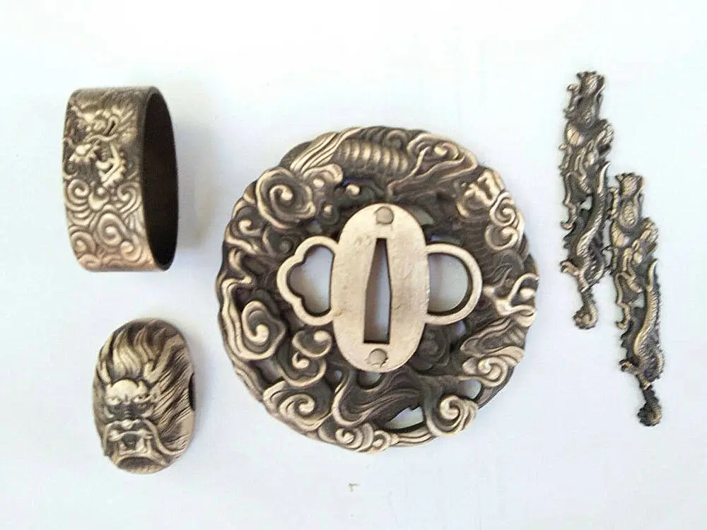 Медная цуба и фуччи с высоким драконом для японского меча катана вакизаси танто |