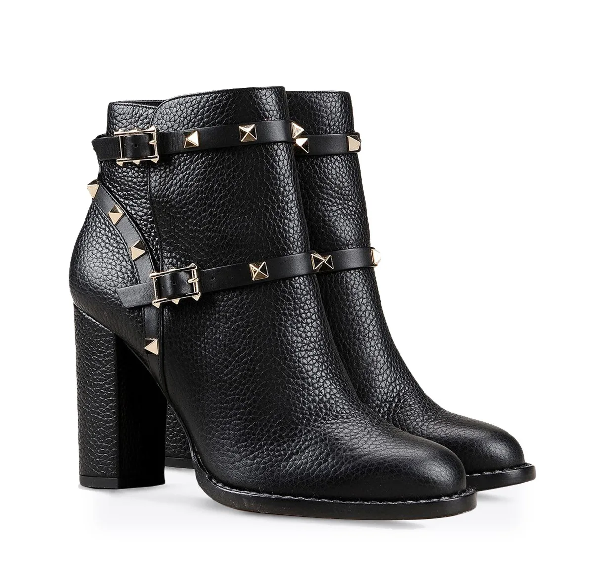 Autumn/winter Ankle Boots Women's Ankle Boots High Heel Thick Heel Boots Metal Buckle Rivets