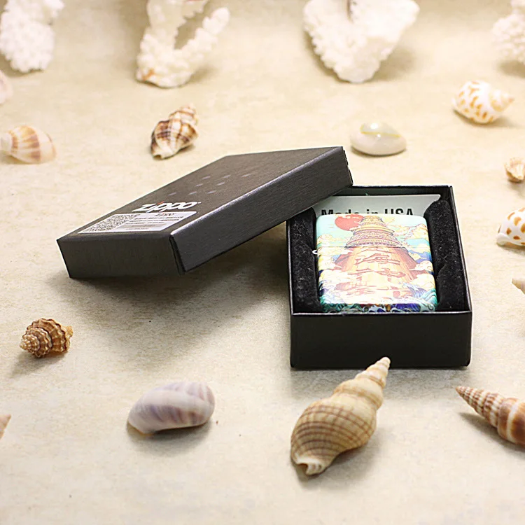 

Genuine Zippo oil lighter copper windproof key stand carving cigarette Kerosene lighters Gift With anti-counterfeiting code