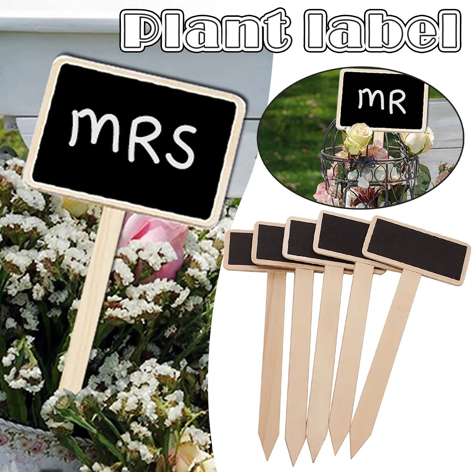 

20/24/40PCS Garden Plant Labels Markers Wooden Mini Chalkboard Signs Waterproof Tags for Nursery Garden Flowers Stakes#40