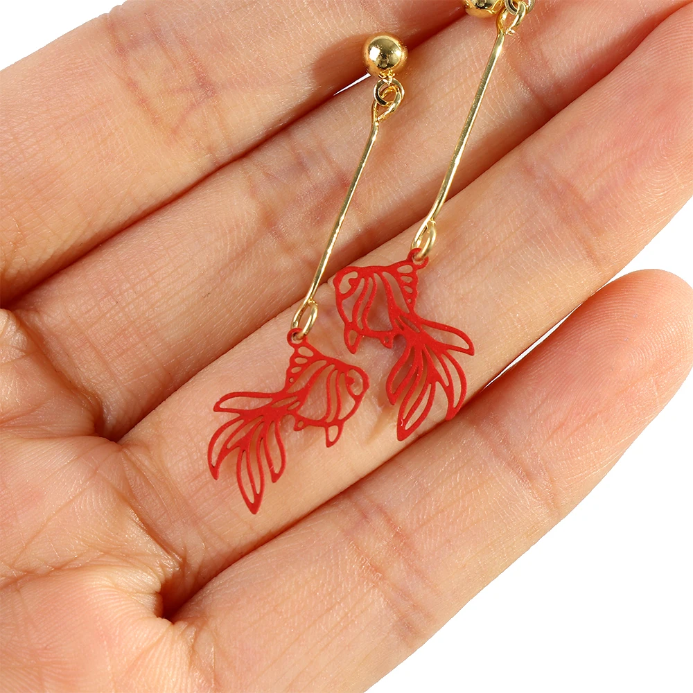 1 пара модных простых полых золотых рыбок серьги для женщин праздничные
