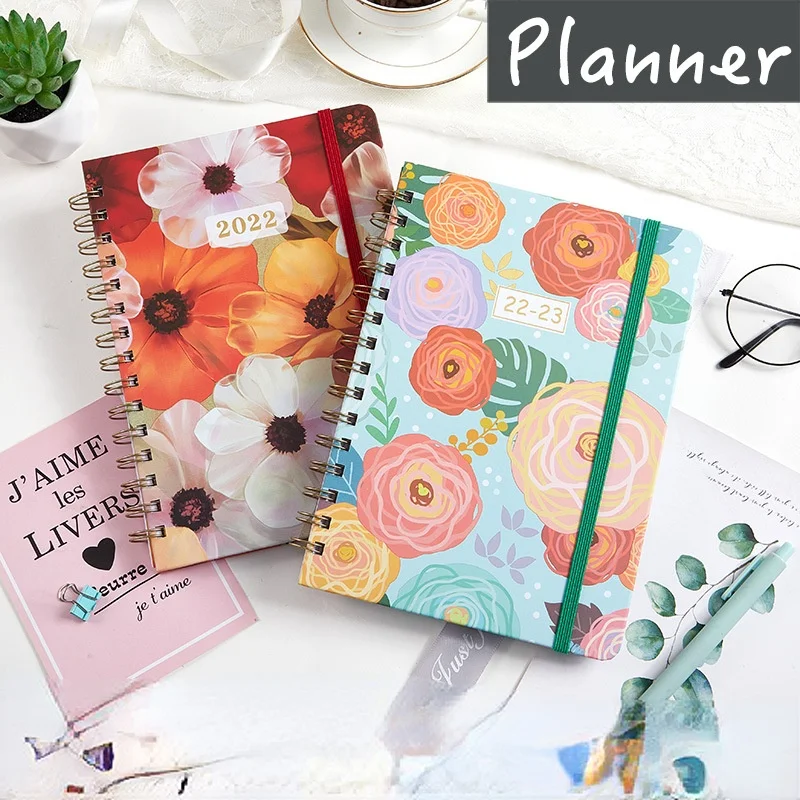 

Flower notebooks and journals schedule book 2022 a5 planner week plan coil book daily plan book A5 notebook journal notebook