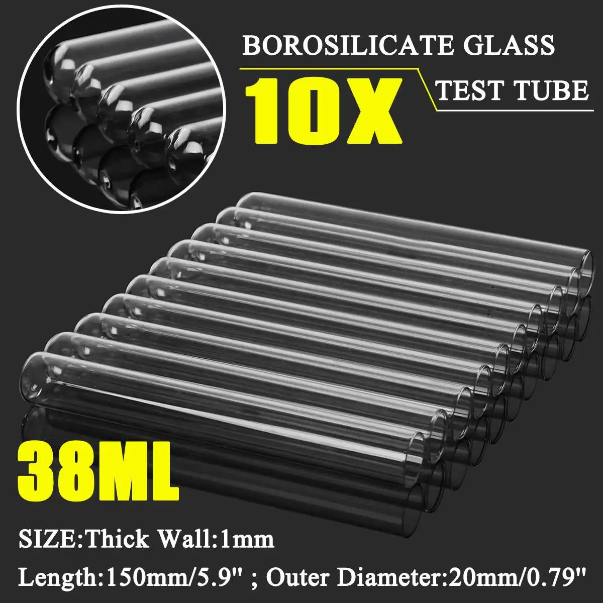 Трубка для тестовых трубок из полисиликатного стекла KICUTE 10 шт. 20x150 мм трубки