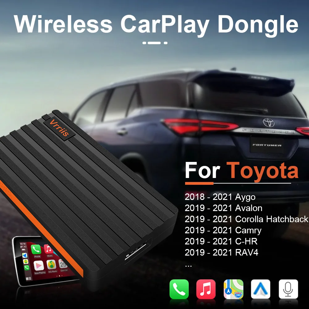 Vrriis Wireless CarPlay Adapter Dongle CarPlay Cars Convert for Toyota Corolla Hatchback RAV4 Camry Prius Mirai Tacoma Yaris