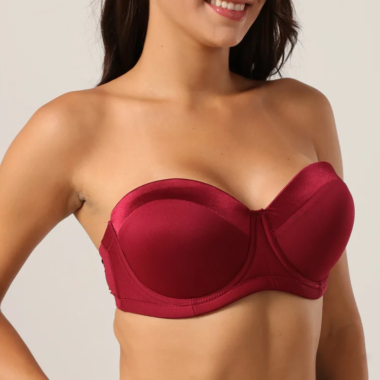 

Seamless Bras For Women Sexy Strapless Halter Bra Half Cup Back Closure Underwire 100 D