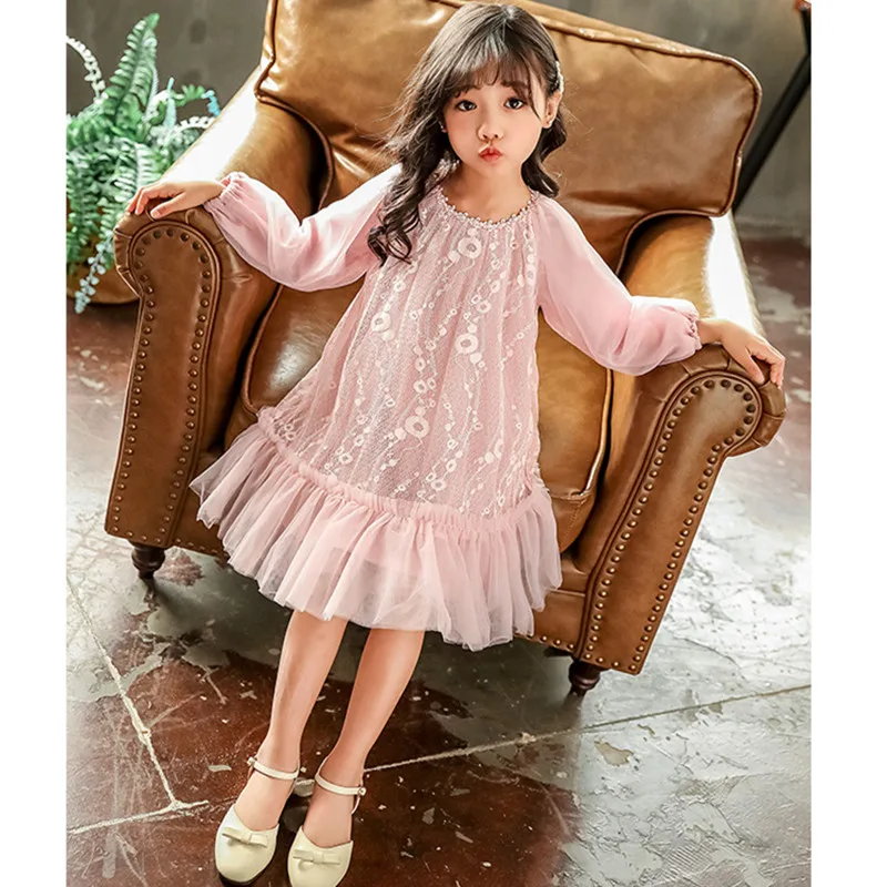 DFXD/весеннее кружевное Сетчатое платье-пачка принцессы для больших девочек