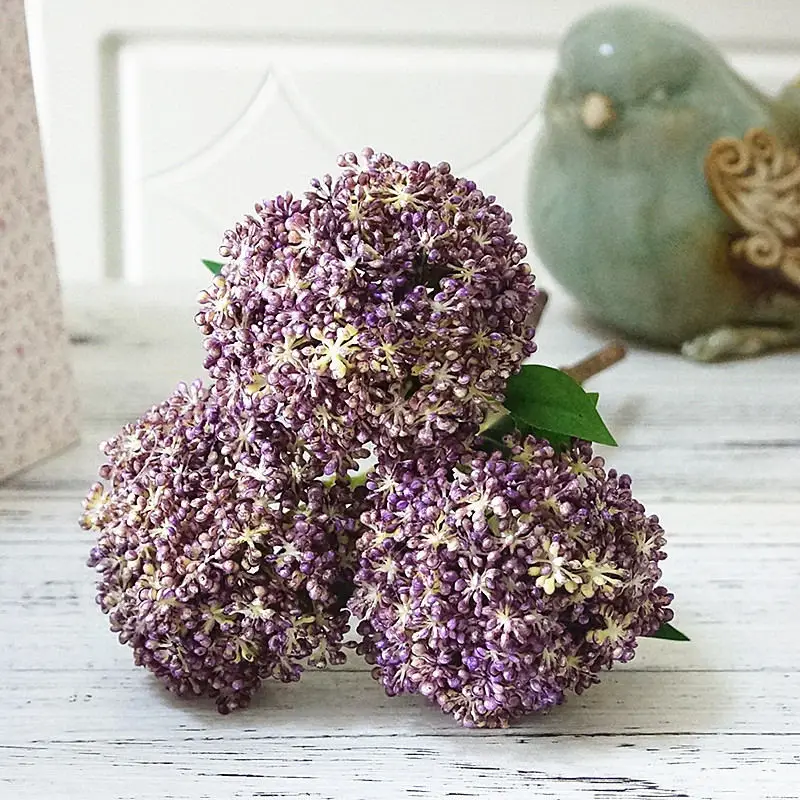 Purple 3 шт/набор искусственных овсянных искусственных пластиковых цветочных растений для осеннего украшения дома, сада, Цветочная композиция, искусственный цветок - Цвет: Purple