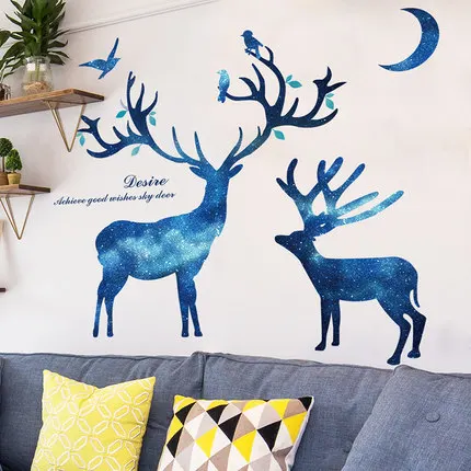 3D настенные наклейки Звездный олень картины для гостиной диван фон украшения