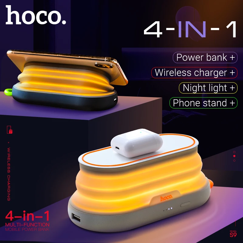 Фото hoco повер банк 5000mAh беспроводная зарядка 5W USB выход 2А пауэр - купить