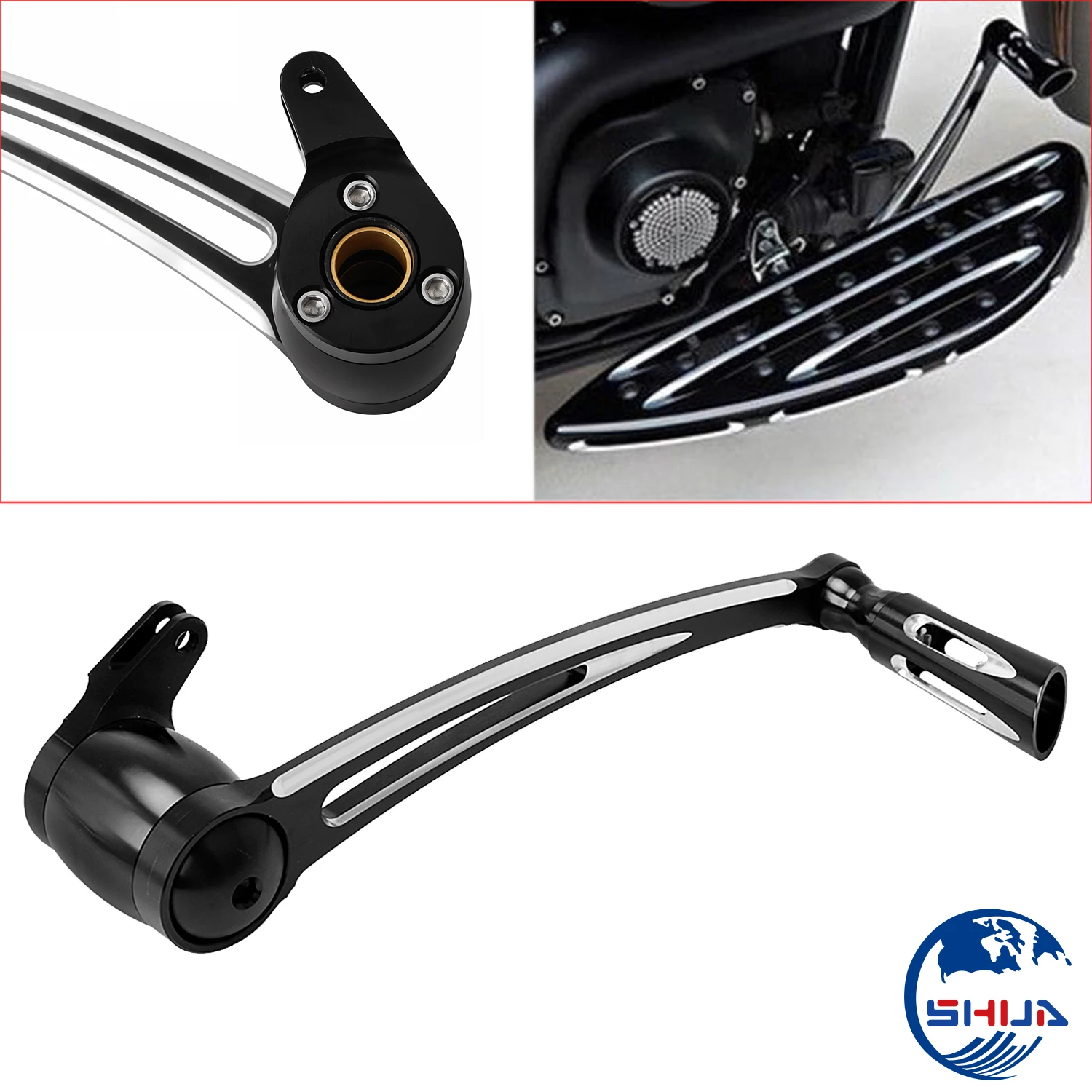 Черный режущий рычаг тормоза CNC с педалью W/ Peg Для Harley FLT FLHX FLHT FLHR FLTR FLHTCUTG 2014 - 2017 |