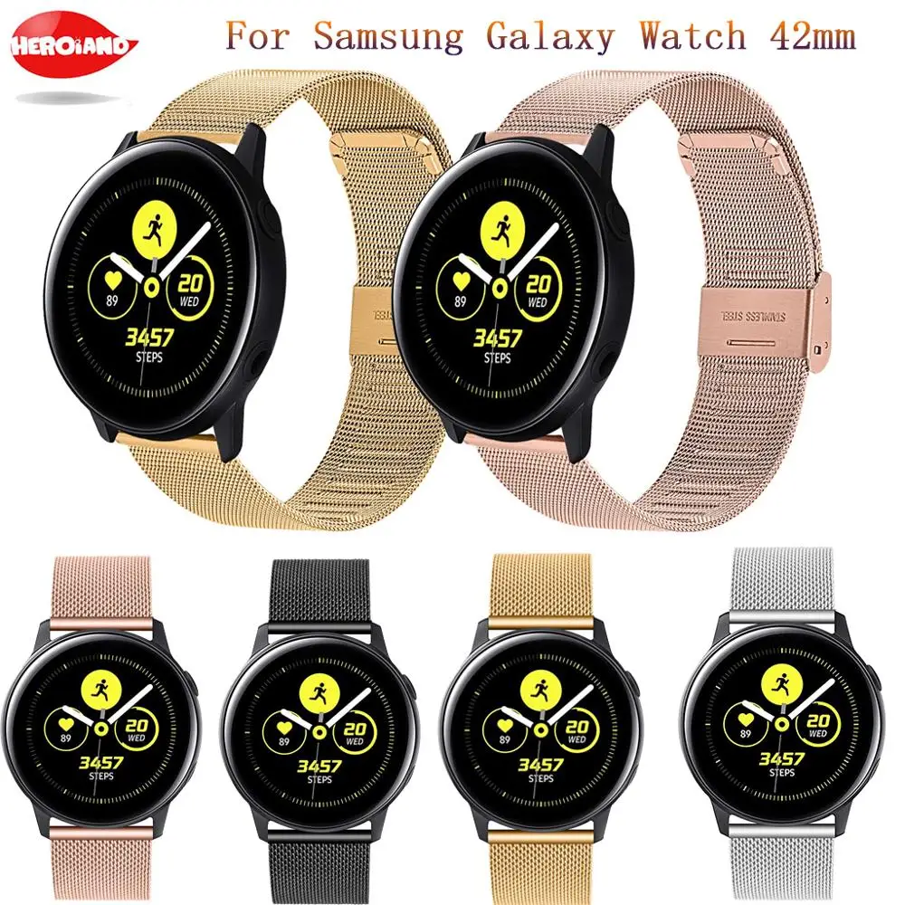 

Ремешок из нержавеющей стали для Samsung Galaxy Watch 42 мм/Watch Active 40 мм, браслет «Миланская петля» с металлическим магнитным креплением, Ширина 20 мм