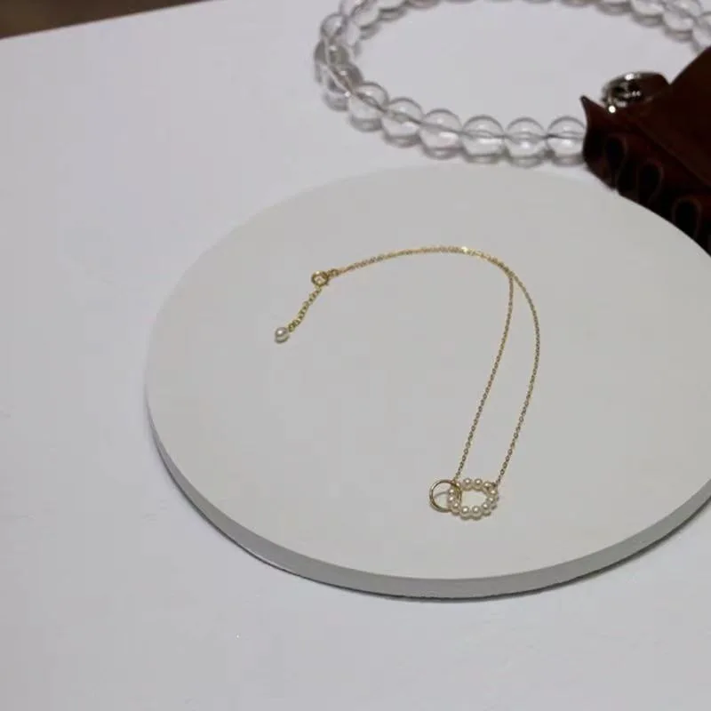 Женское колье с жемчужными кольцами модное ожерелье кулоном в Корейском стиле