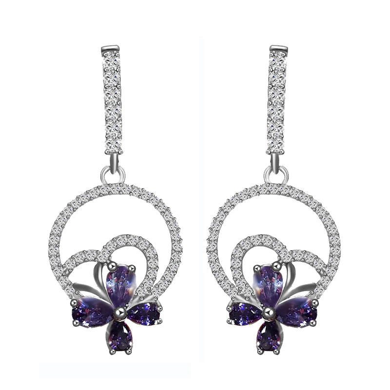 Ayowei Большая распродажа фиолетовый кубический циркон серебряного цвета