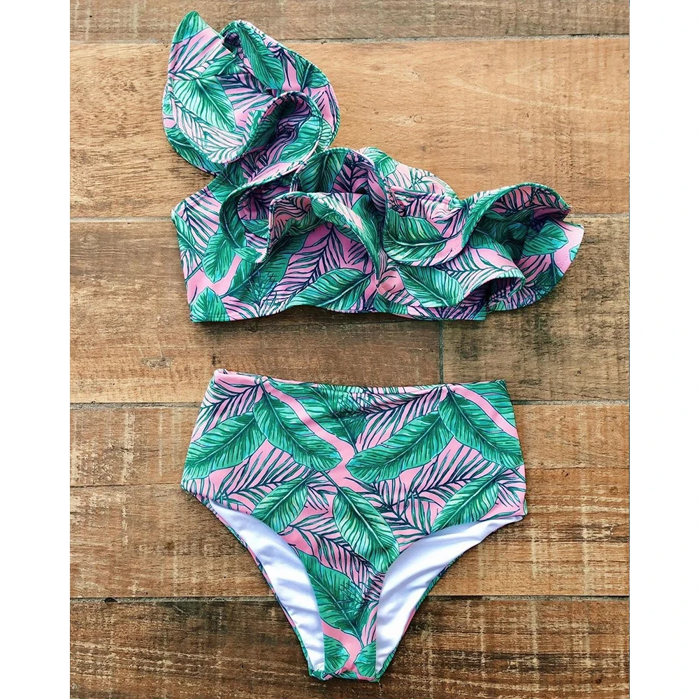 Женский купальник бикини Бразильский купальный костюм с цветочным принтом и