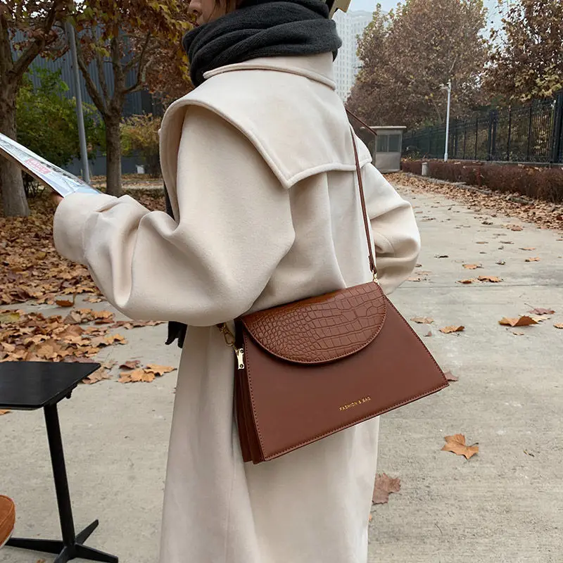 

Crossbody Bag Women Designer Shoulder Bag Female Handbag Purse Texture Fashion 2021 PU Leather Crocodile Pattern High Capacity