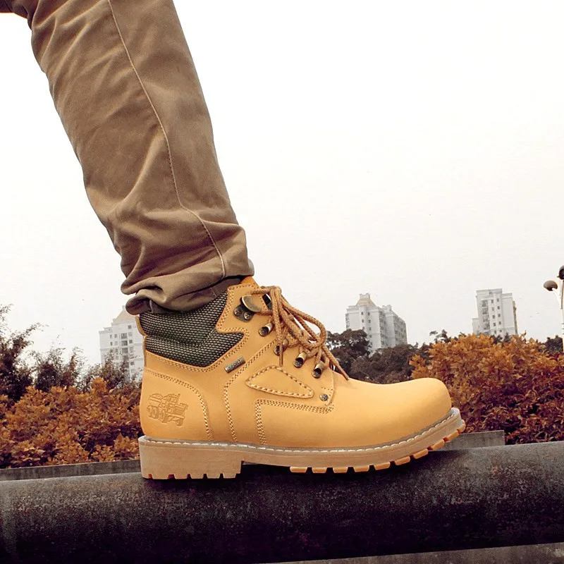 Ботинки на шнуровке 2019 г. Мужская новая стильная рабочая обувь из натуральной