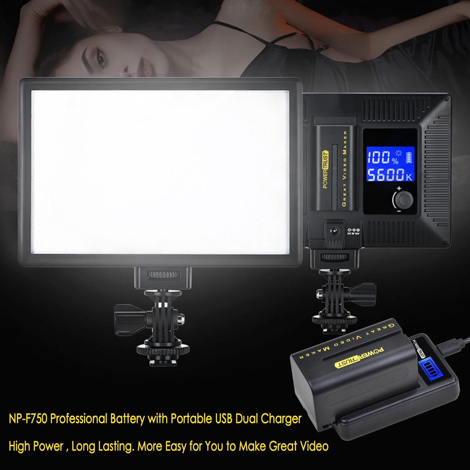 

NP-F770 NP-F750 NPF770 5600mAh LED Video Light Battery + LCD USB Charger for Yongnuo YN300 III YN-300 III YN600 Series Batteries