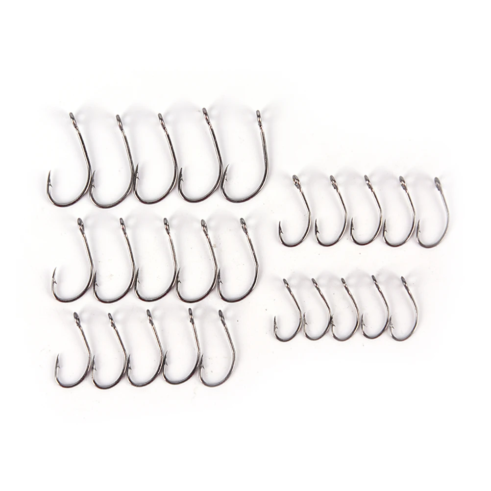 

100pcs/lot Various Sizes-Carp Fishing Tackles-fishing hooks Curve Shank Style Nickel Black Coated Barbless Carp Hooks