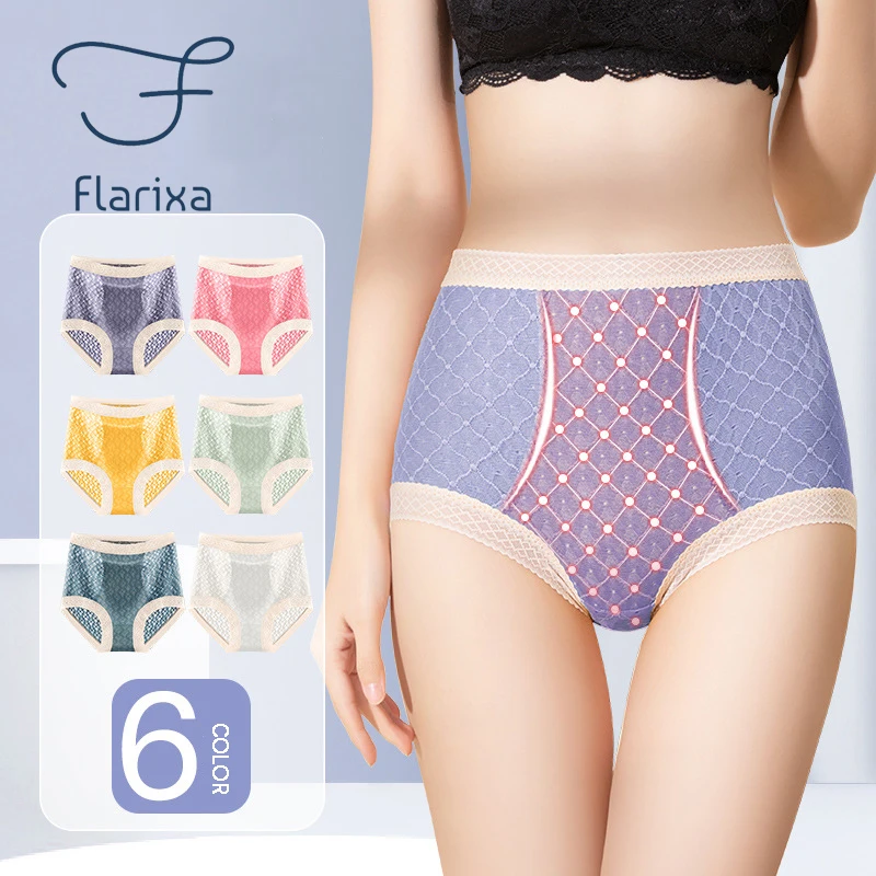

Женские кружевные трусики Flarixa сексуальное с завышенной талией, дышащее нижнее белье, хлопковые теплые дворцовые менструальные трусики