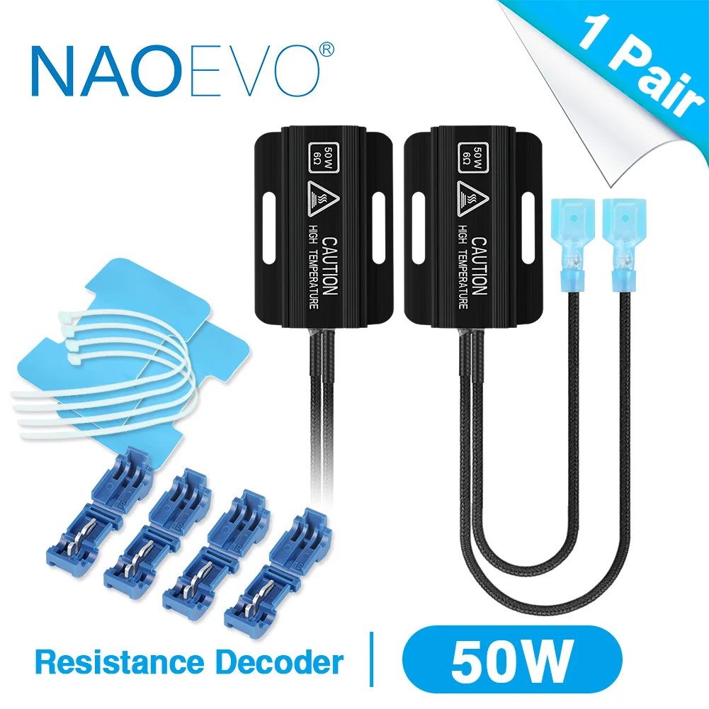 

NAOEVO OCB Load Resistor 50W LED Car Decoder CANBUS For P21W PY21W W16W 1156 BA15S T15 1157 P21/5W T20 7443 7440 T25 3157 BA15D