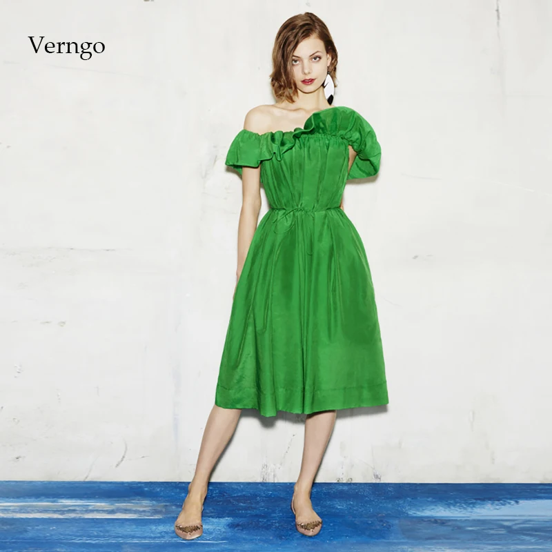 Verngo/зеленое вечернее платье элегантное с вырезом лодочкой короткие платья Мода
