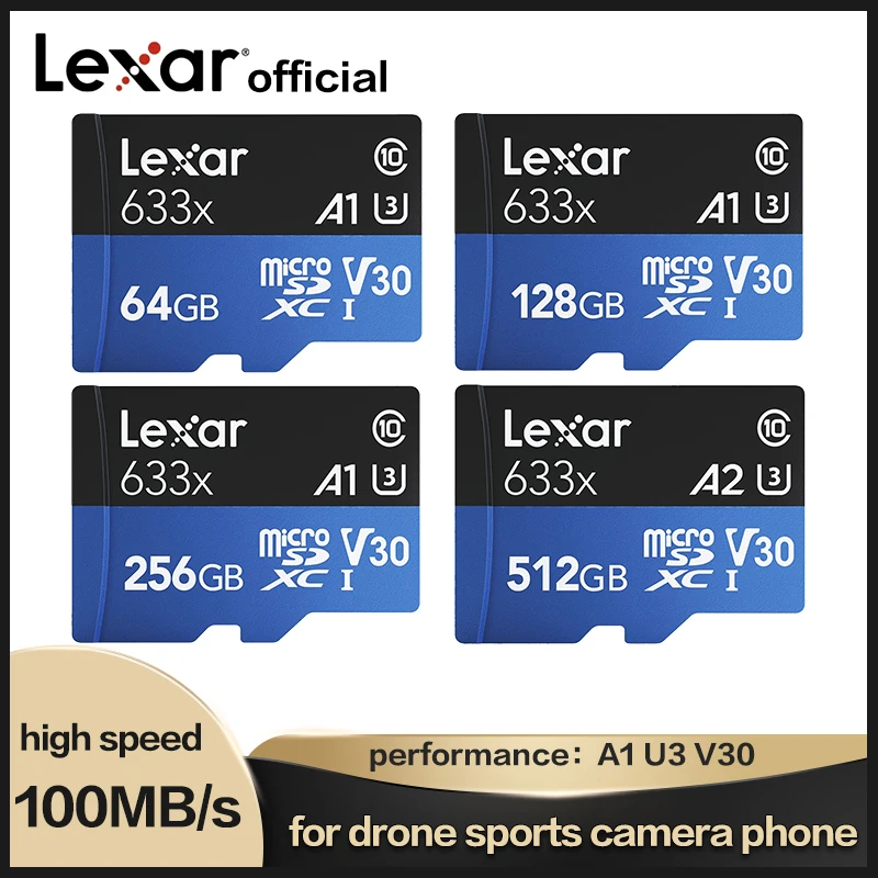 

Карта micro sd Lexar 16 ГБ 32 ГБ 64 Гб 128 ГБ 256 ГБ 95 МБ/с. 512 ГБ SDXC/SDHC карта флэш-памяти micro sd для Gopro/DJI/Nintendo switch