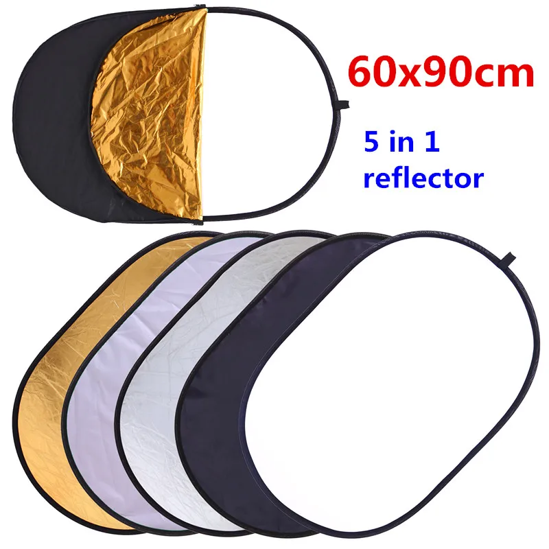 

YC 60x90cm 24''x35'' 5 in 1 Multi Disc Photography Studio Photo Oval Collapsible Light Reflector handhold portable photo disc